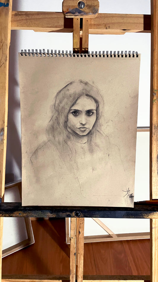 Concentration - Handmade Charcoal Drawing